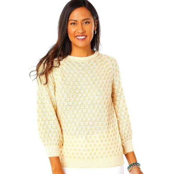 Lilly Pulitzer New Corabelle Knit Sweater Coconut Honeycomb Size XX-Small - Picture 3 of 14